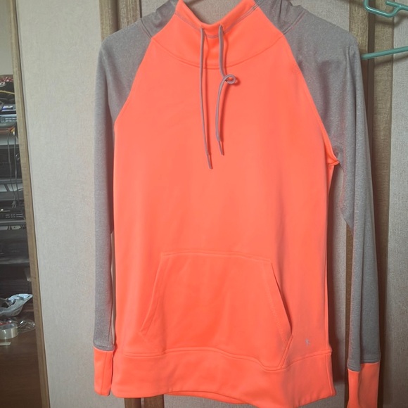 Danskin Now Orange and Gray Quarter-Zip hooded  Sweatshirt xs - Picture 1 of 7